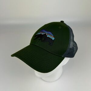Patagonia Fitz Roy Bear Trucker Hat Adjustable Snapback Mesh Cap Green